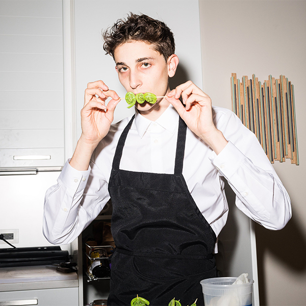 Jonah Reider posing with a skewer